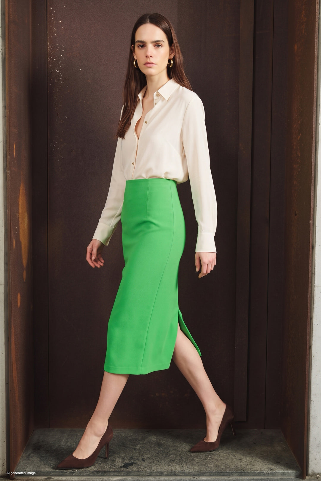 Sateen Jupe crayon - Clair Vert