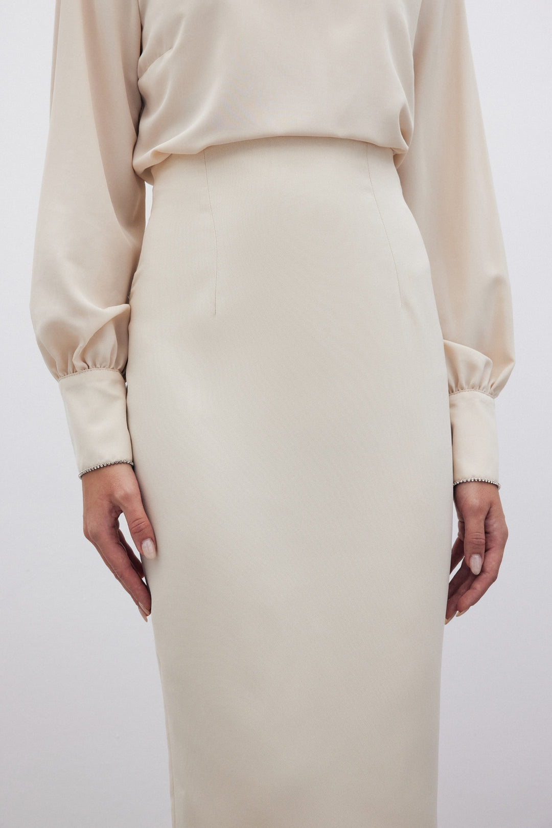 Sateen Jupe crayon droite - Beige