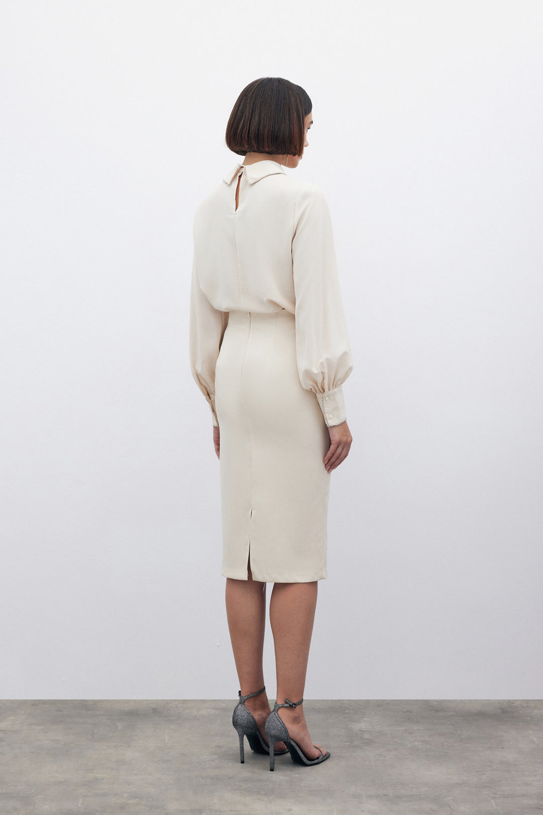 Sateen Jupe crayon droite - Beige