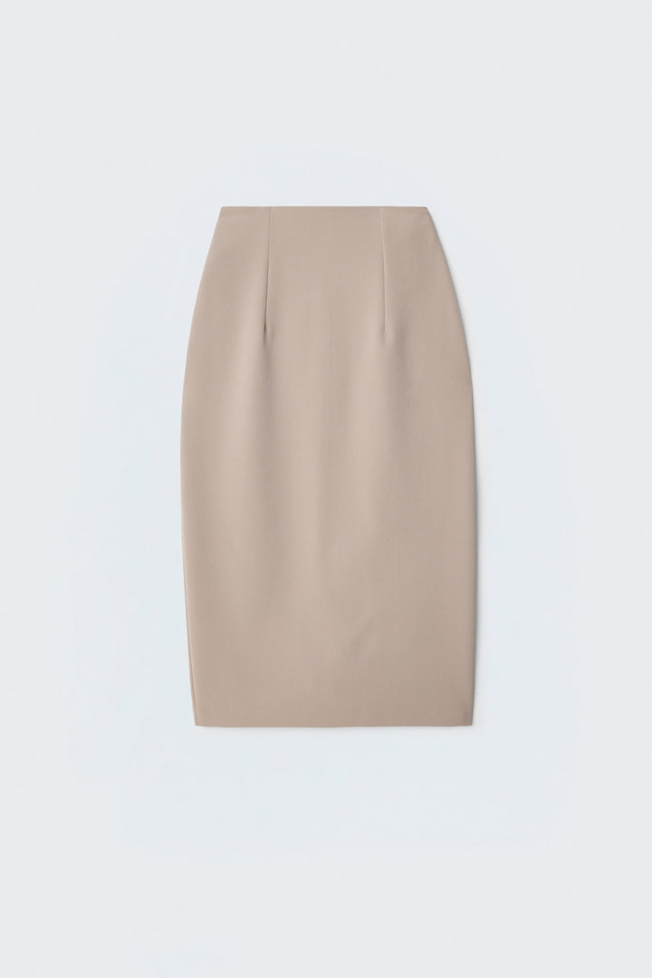 Sateen Jupe Crayon - Foncé Beige