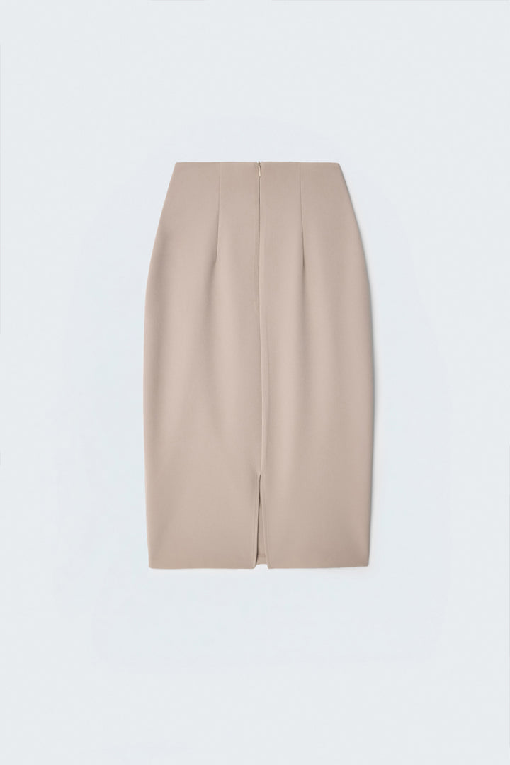 Sateen Jupe Crayon - Foncé Beige