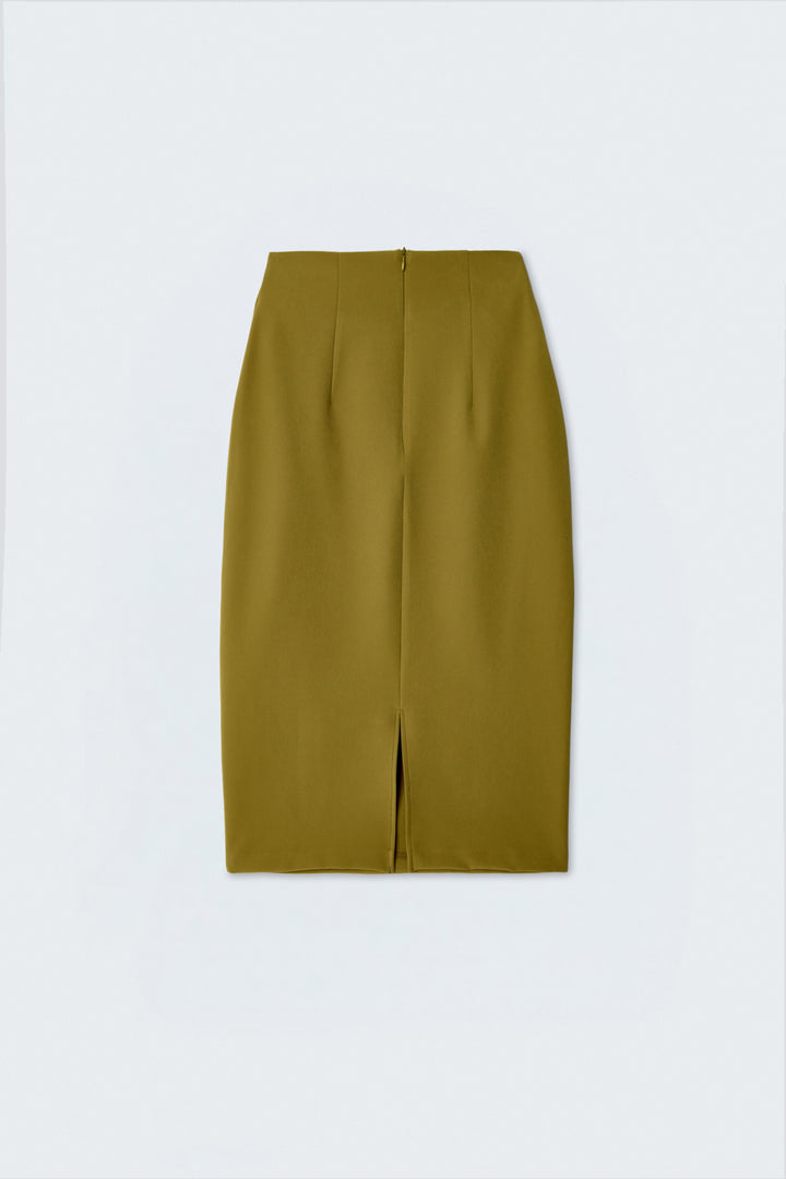 Sateen Jupe crayon droite - Vert olive
