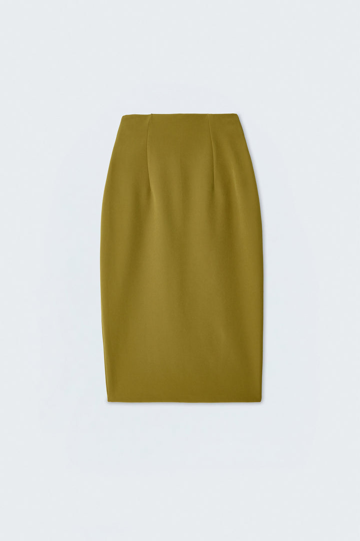 Sateen Jupe crayon droite - Vert olive