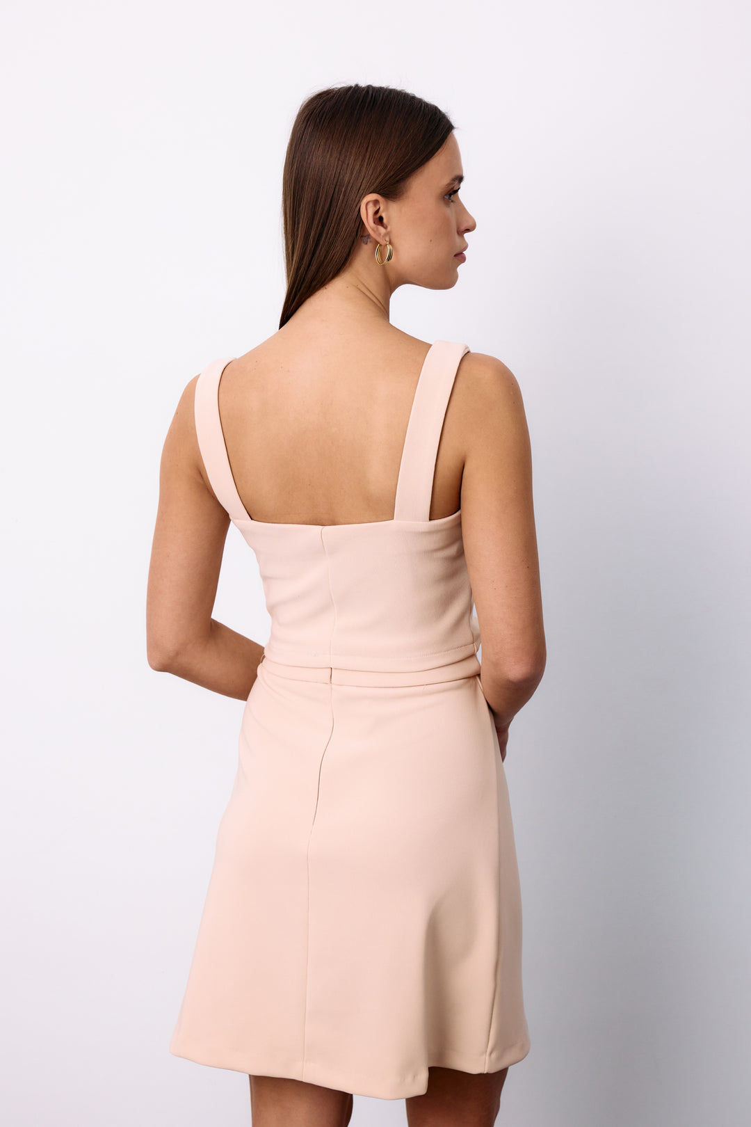 Sateen Jupe courte droite - Beige