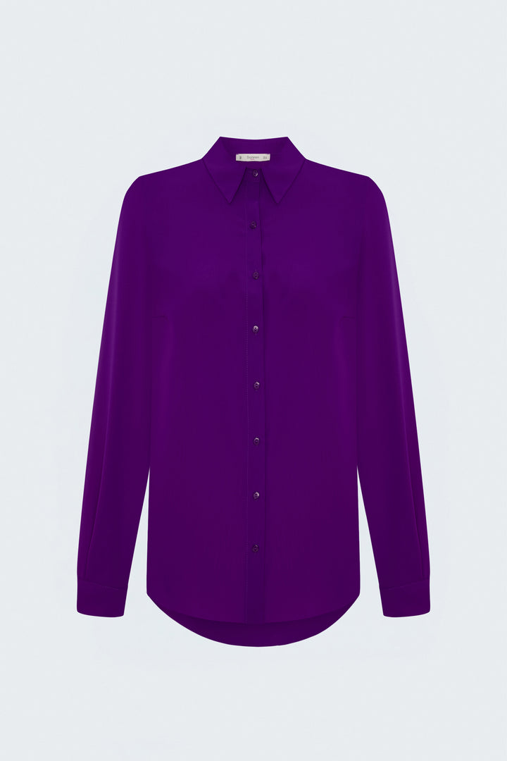 Sateen Chemise Classique Unie - Violet