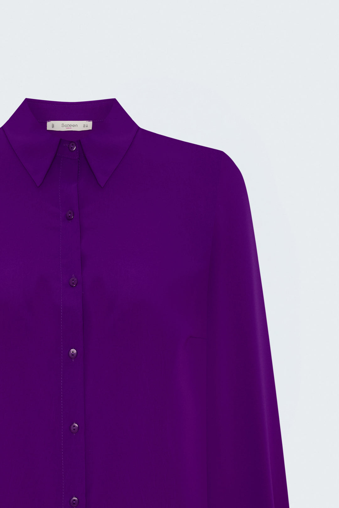 Sateen Chemise Classique Unie - Violet