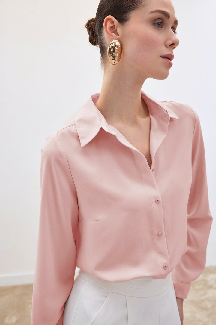 Sateen Chemise unie classique - Poudre