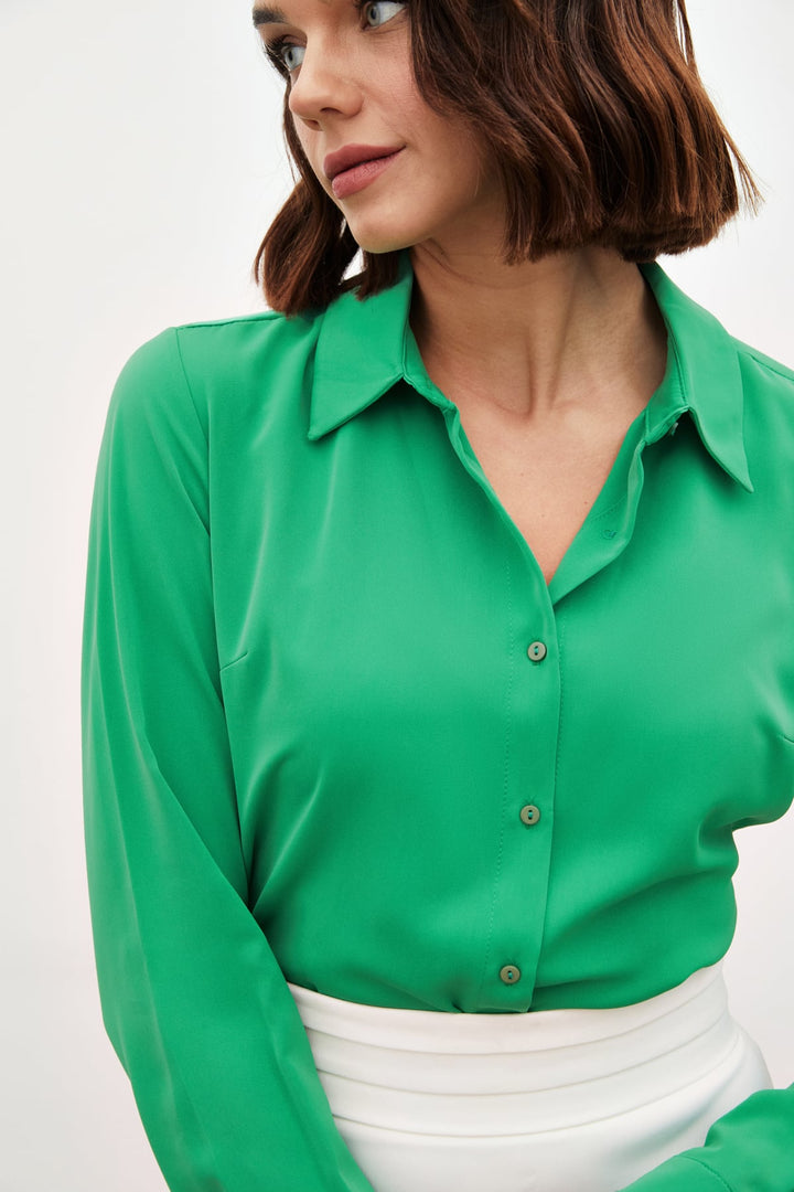 Sateen Chemise classique droite - Vert