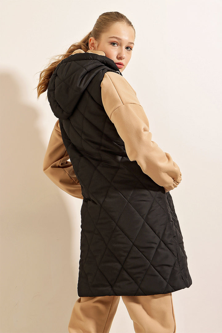 Bigdart Gilet long à capuche - Noir uni