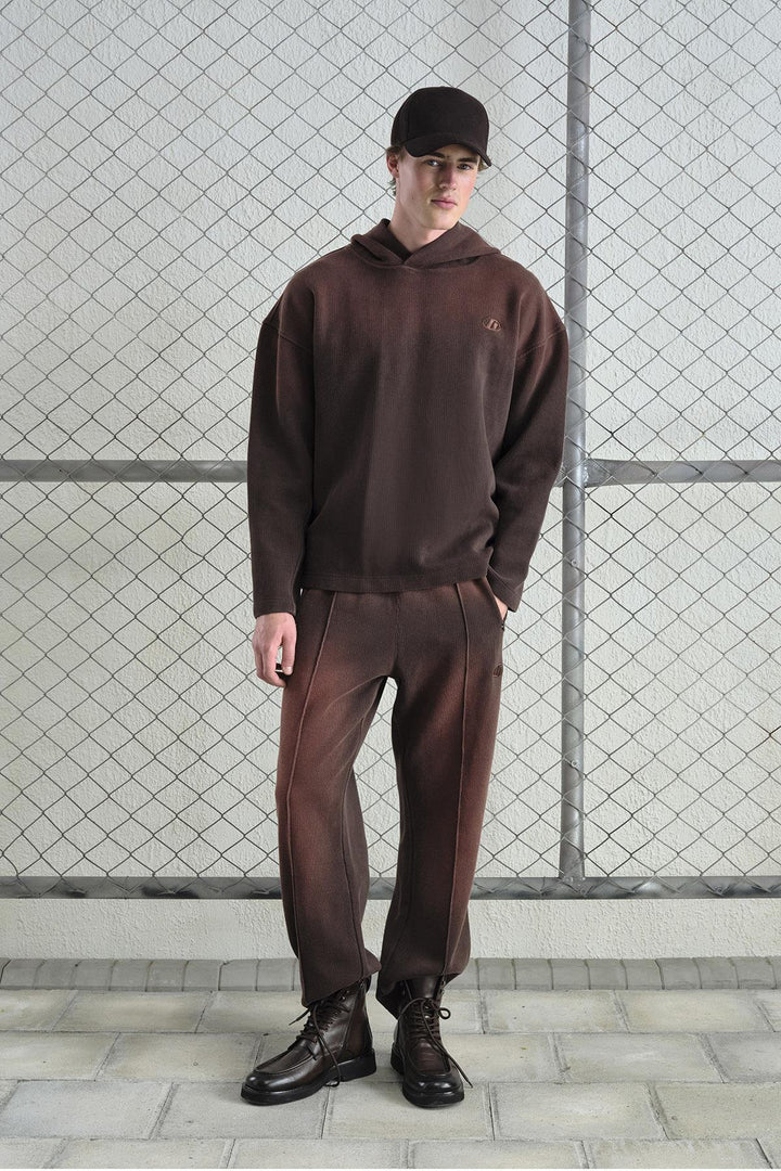 Giesto Sweatshirt marron avec détails logo effet - Marron