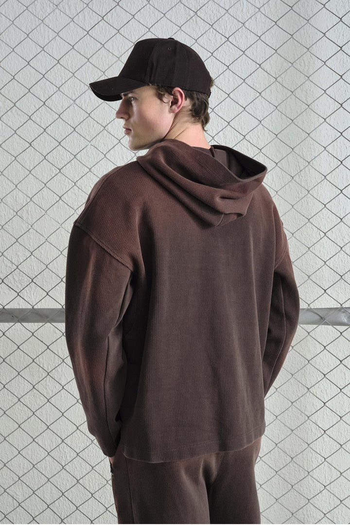 Giesto Sweatshirt marron avec détails logo effet - Marron