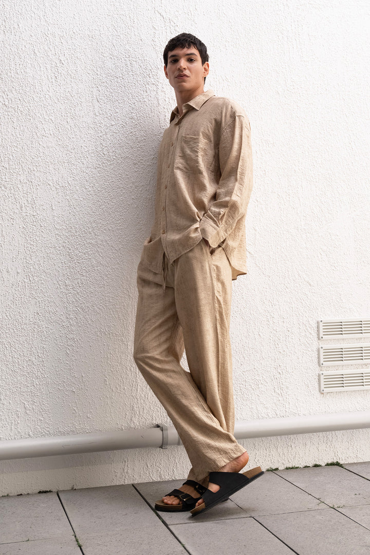 Giesto Chemise beige à une poche effet - Beige