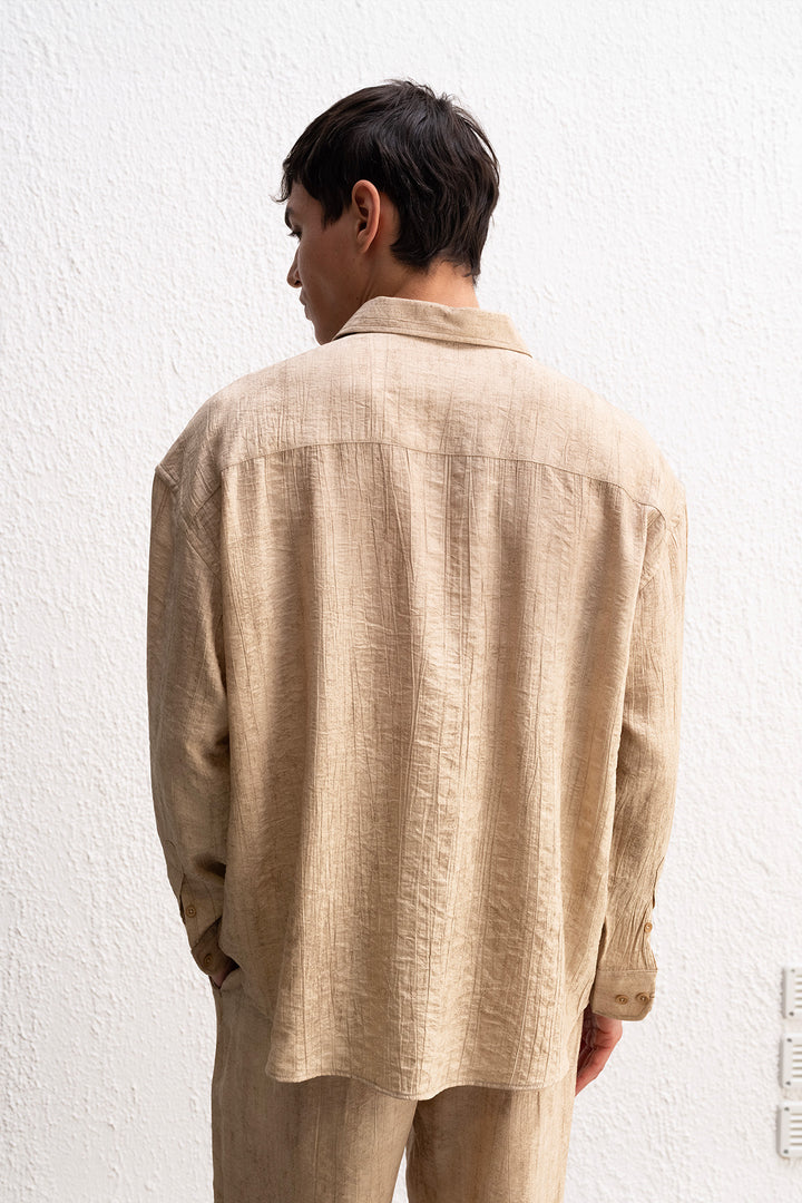 Giesto Chemise beige à une poche effet - Beige