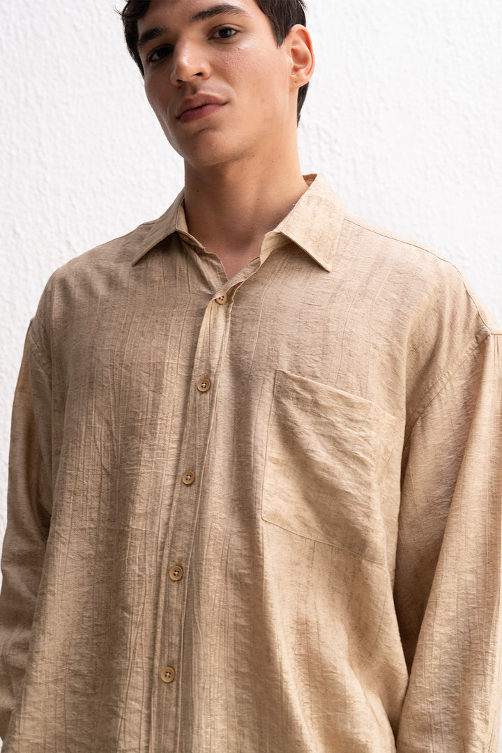 Giesto Chemise beige à une poche effet - Beige