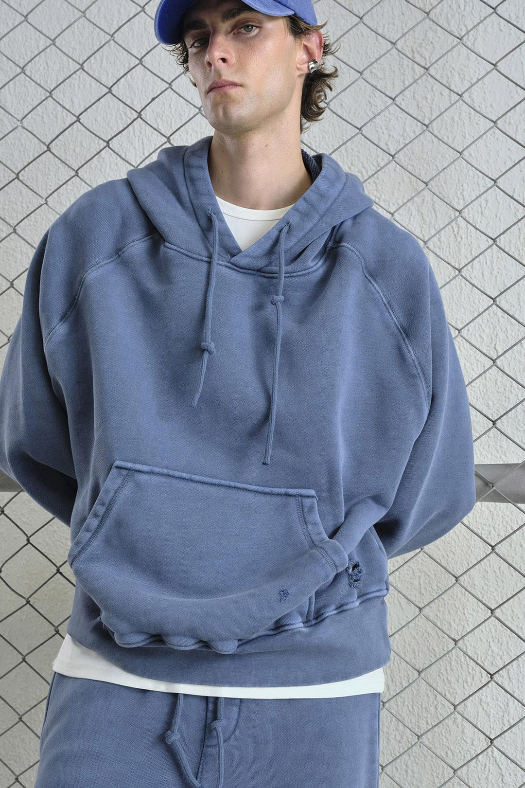 Giesto Sweatshirt bleu avec effet délavé - Bleu