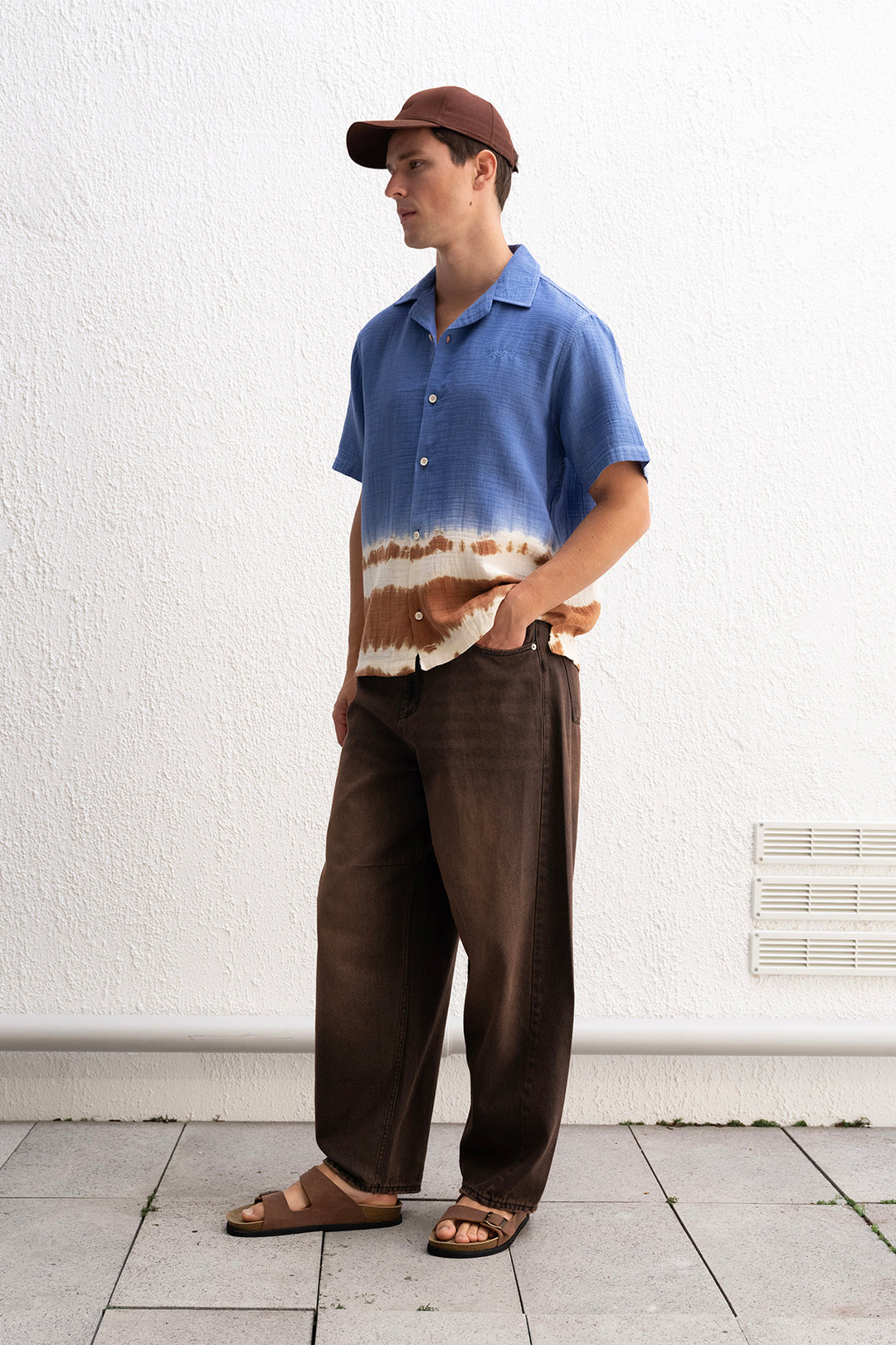 Giesto Chemise Effet à Manches Courtes en Bleu - Bleu