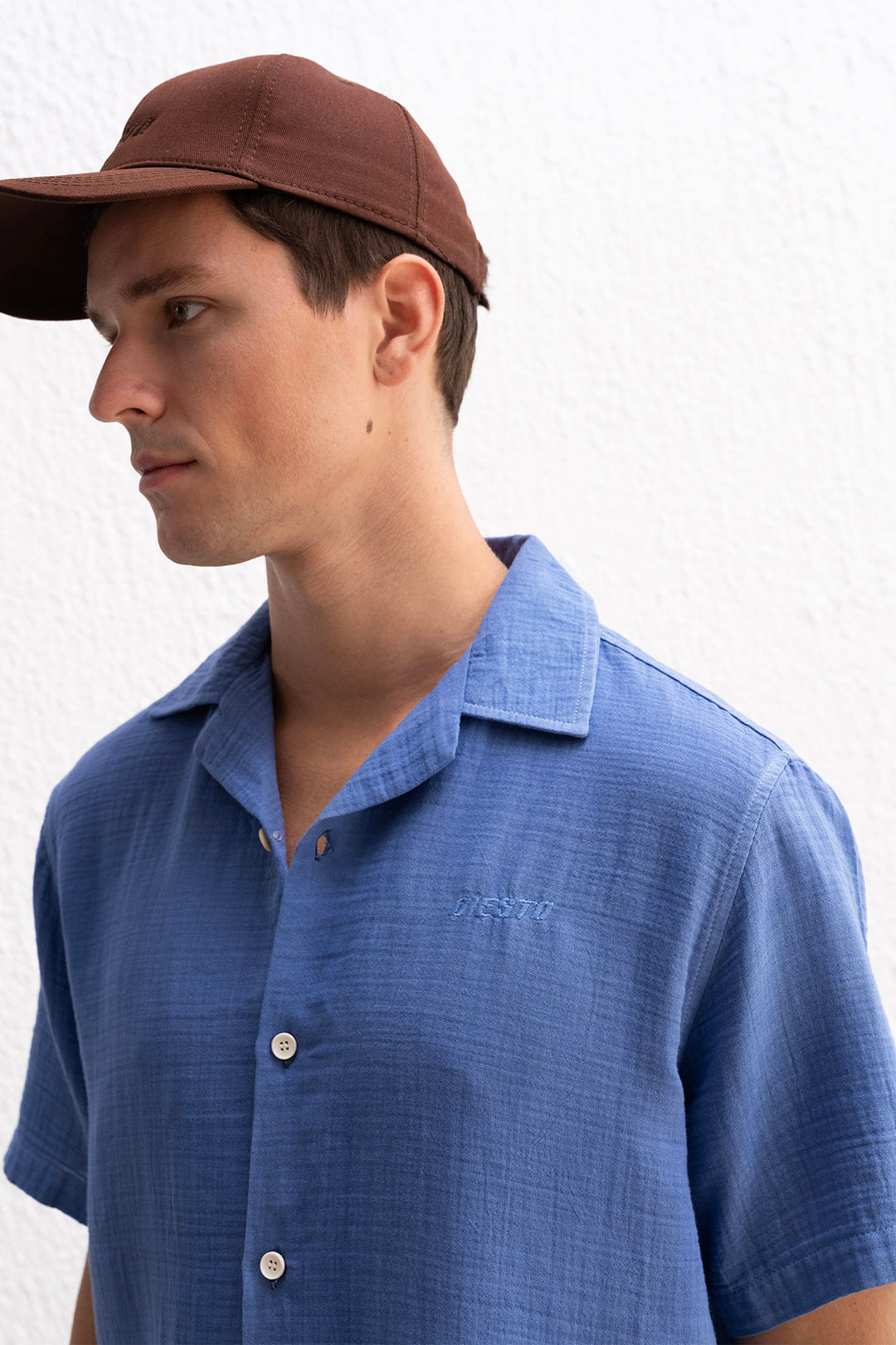 Giesto Chemise Effet à Manches Courtes en Bleu - Bleu