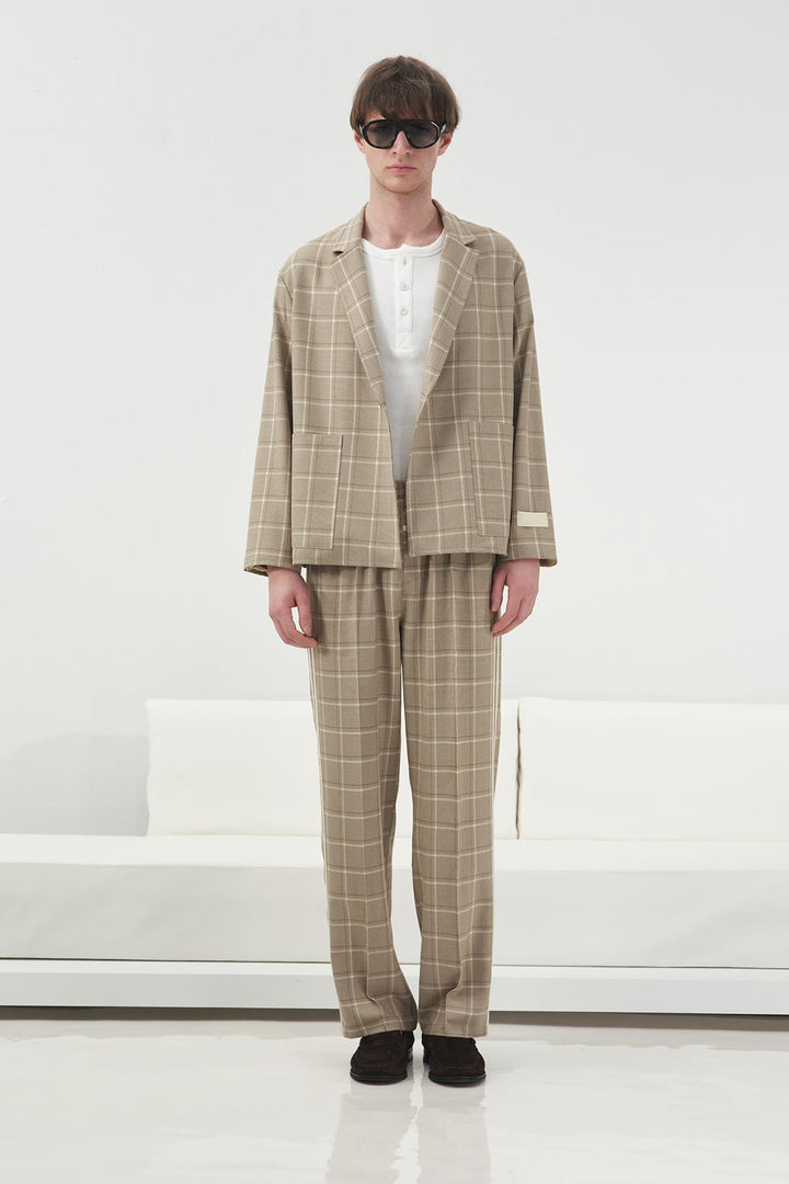 Giesto Veste beige à carreaux Regular Fit - Beige