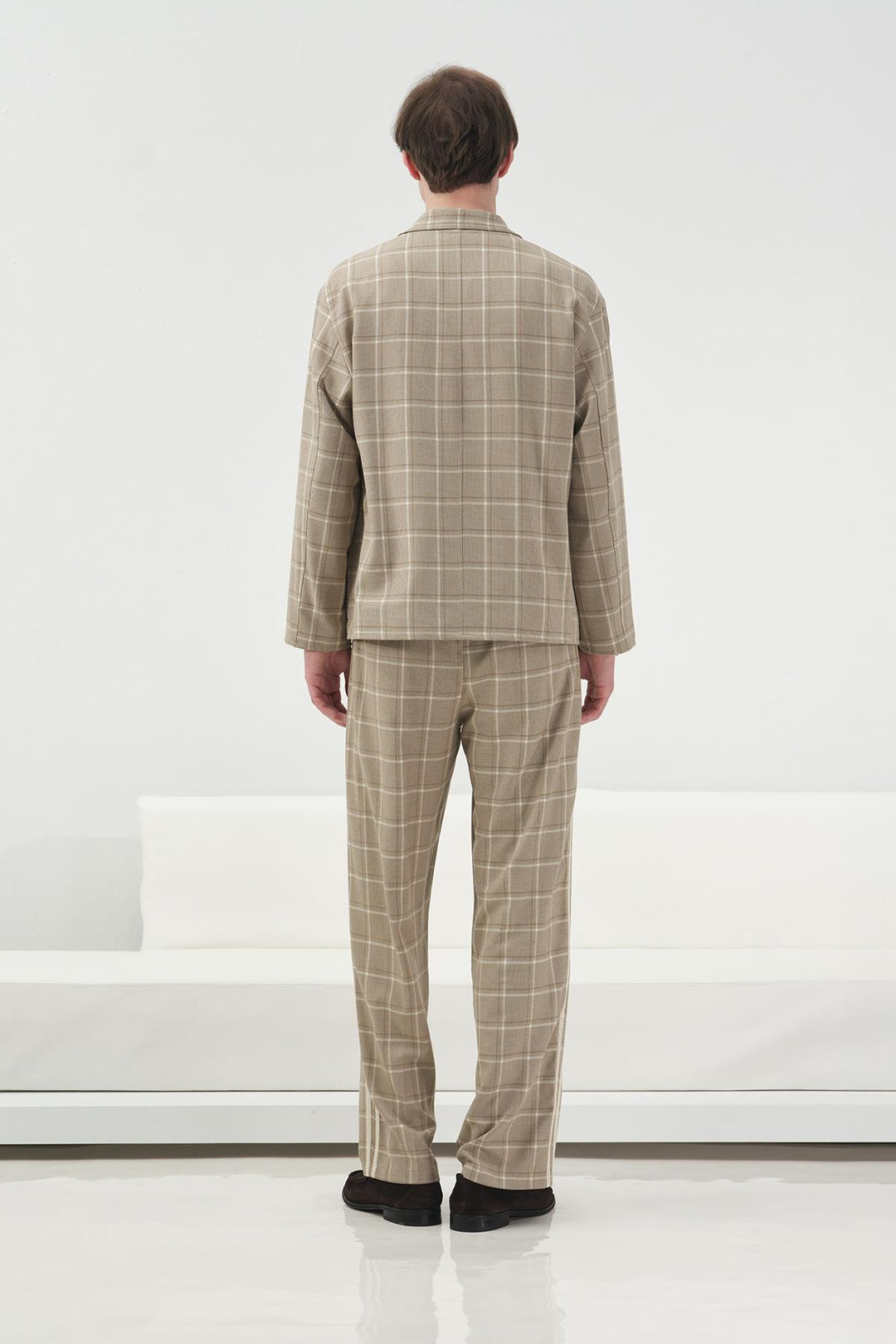 Giesto Veste beige à carreaux Regular Fit - Beige