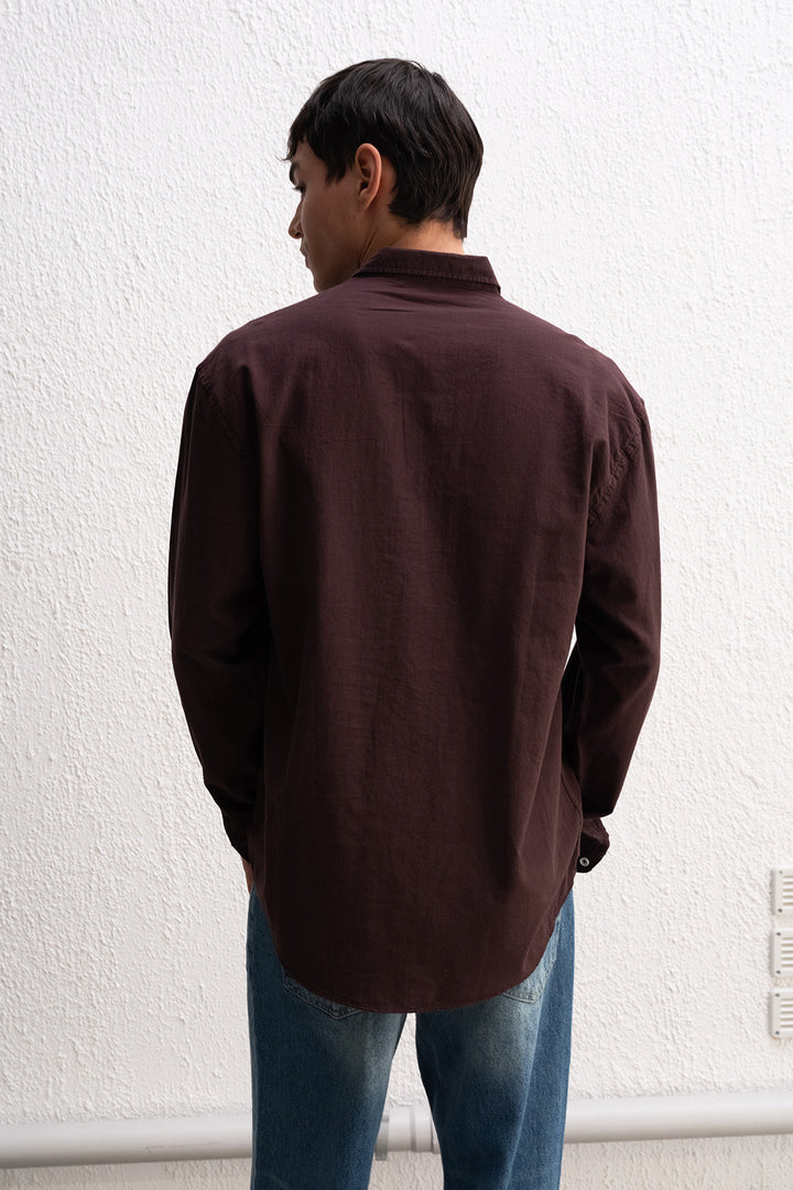 Giesto Chemise Homme Oversize Détendue en Lin Léger - Marron