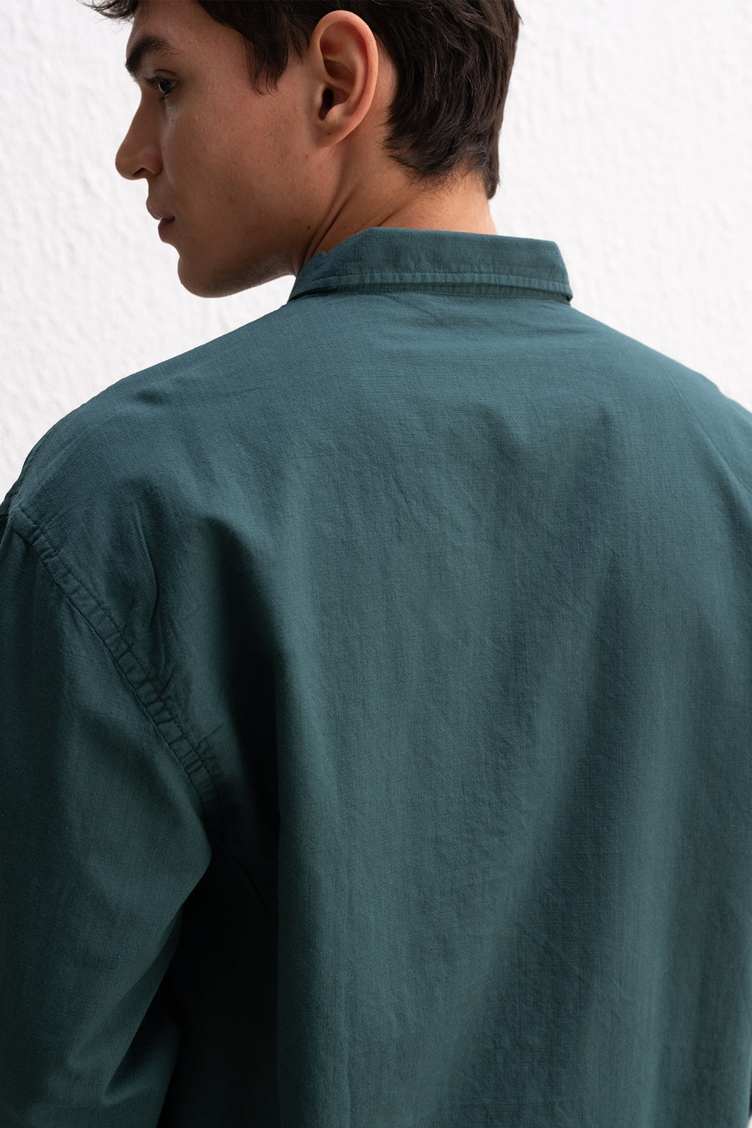 Giesto Chemise Homme Oversize en Lin Léger avec Drape - Vert pétrole
