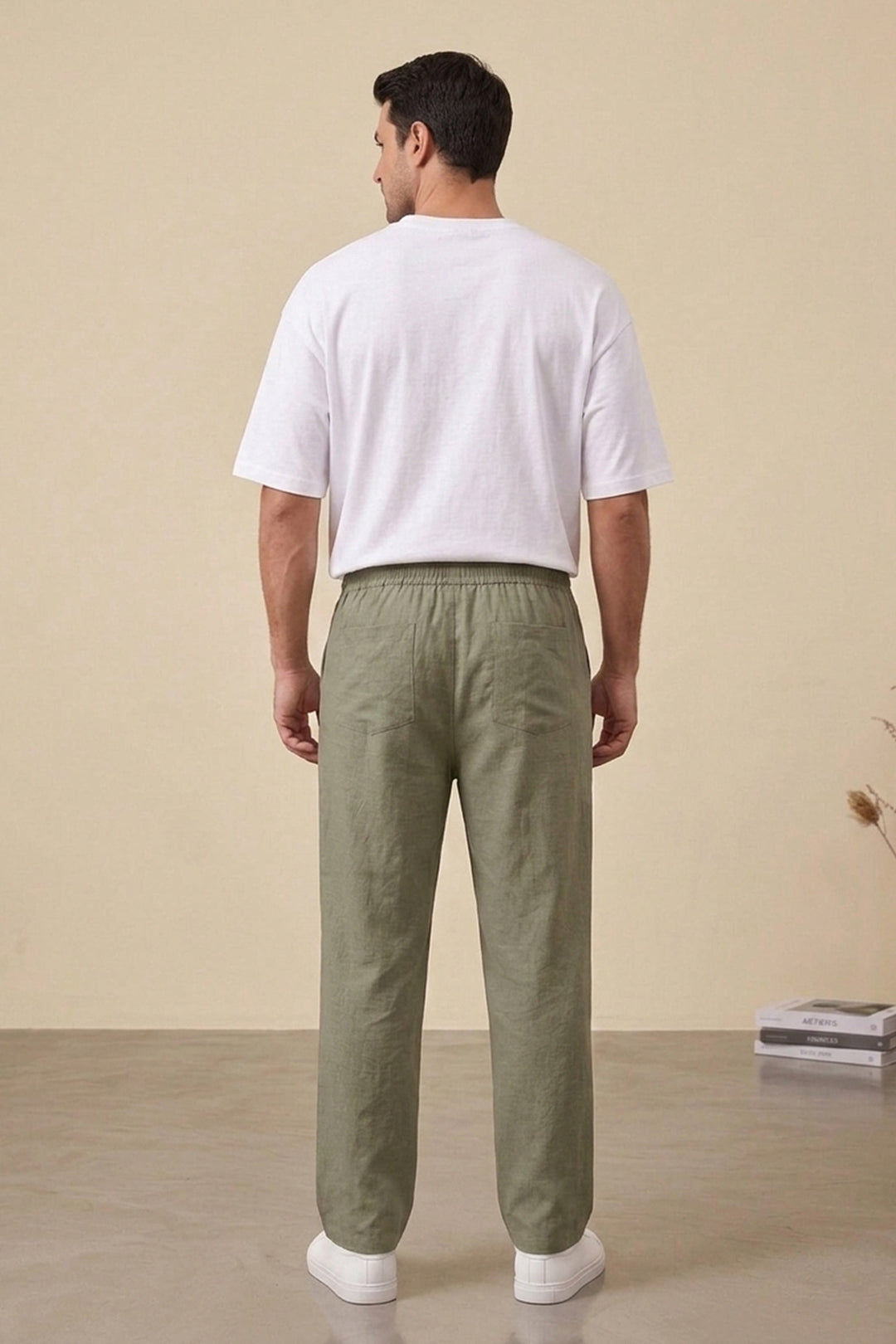 Bigdart Pantalon décontracté en lin pour homme 30118-Kaki