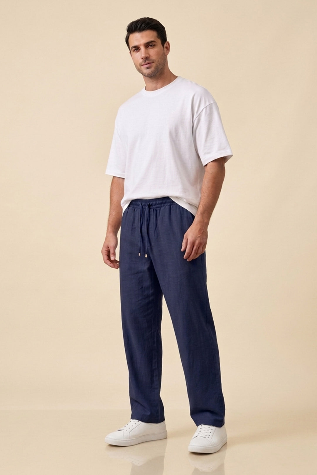 Bigdart Pantalon décontracté en lin pour homme 30118 - Bleu marine