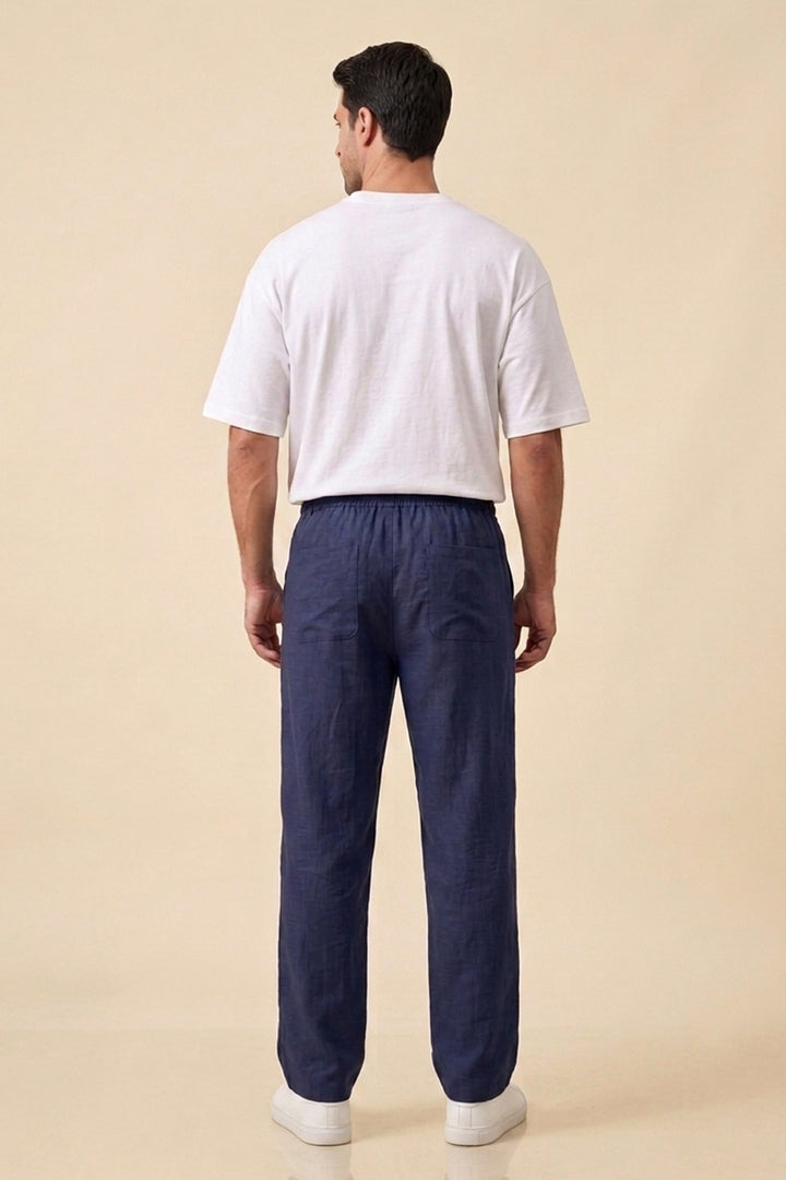 Bigdart Pantalon décontracté en lin pour homme 30118 - Bleu marine