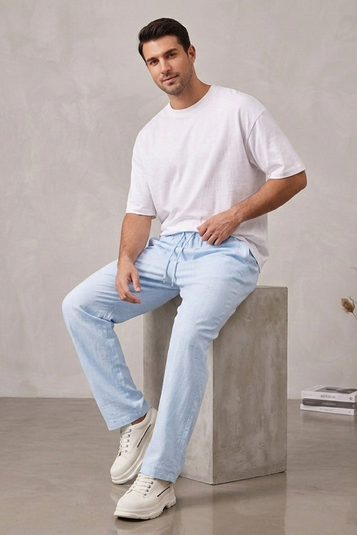 Bigdart Pantalon décontracté en lin 30118-Blue pour homme