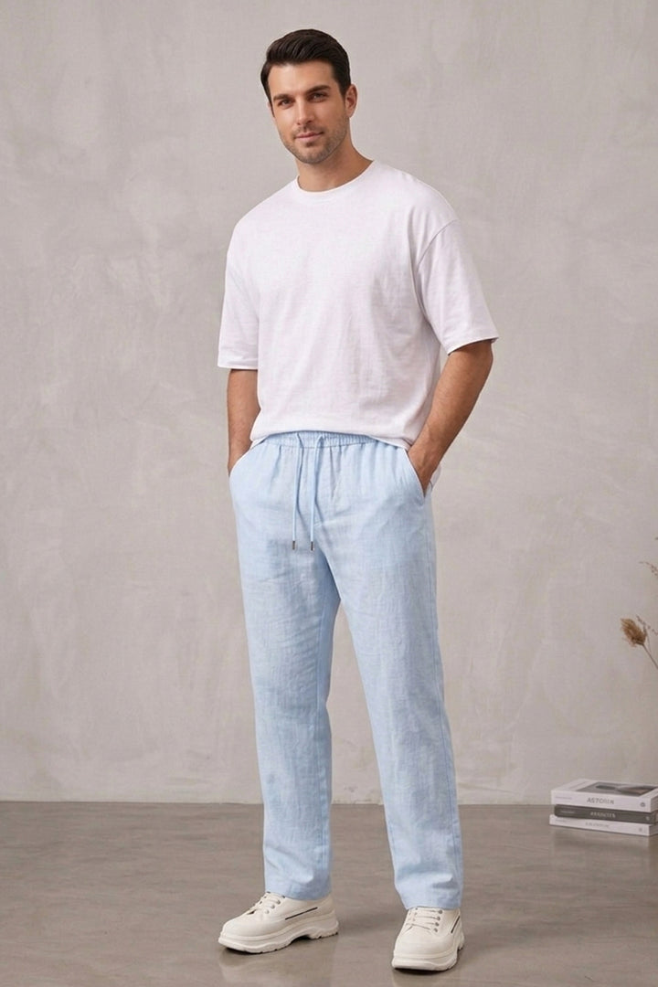 Bigdart Pantalon décontracté en lin 30118-Blue pour homme