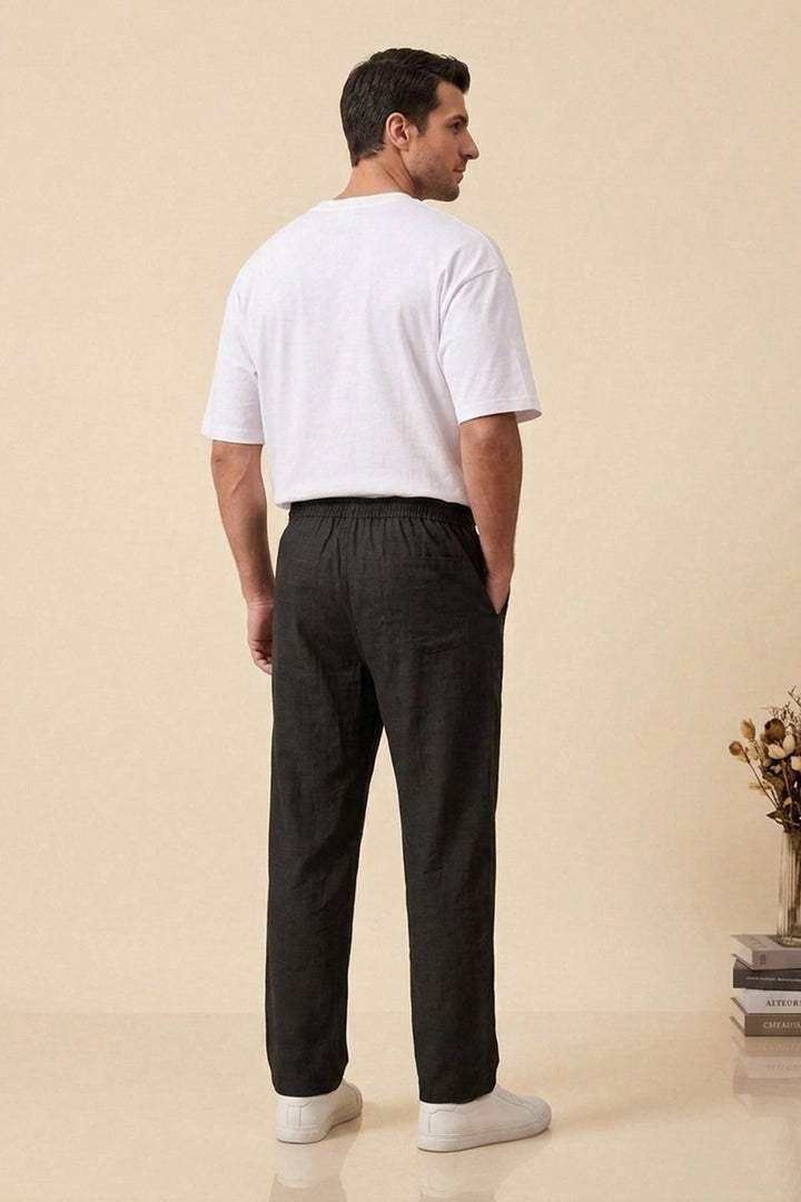 Bigdart Pantalon décontracté en lin pour homme 30118 - Noir