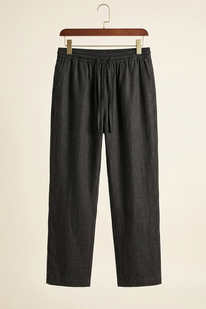 Bigdart Pantalon décontracté en lin pour homme 30118 - Noir