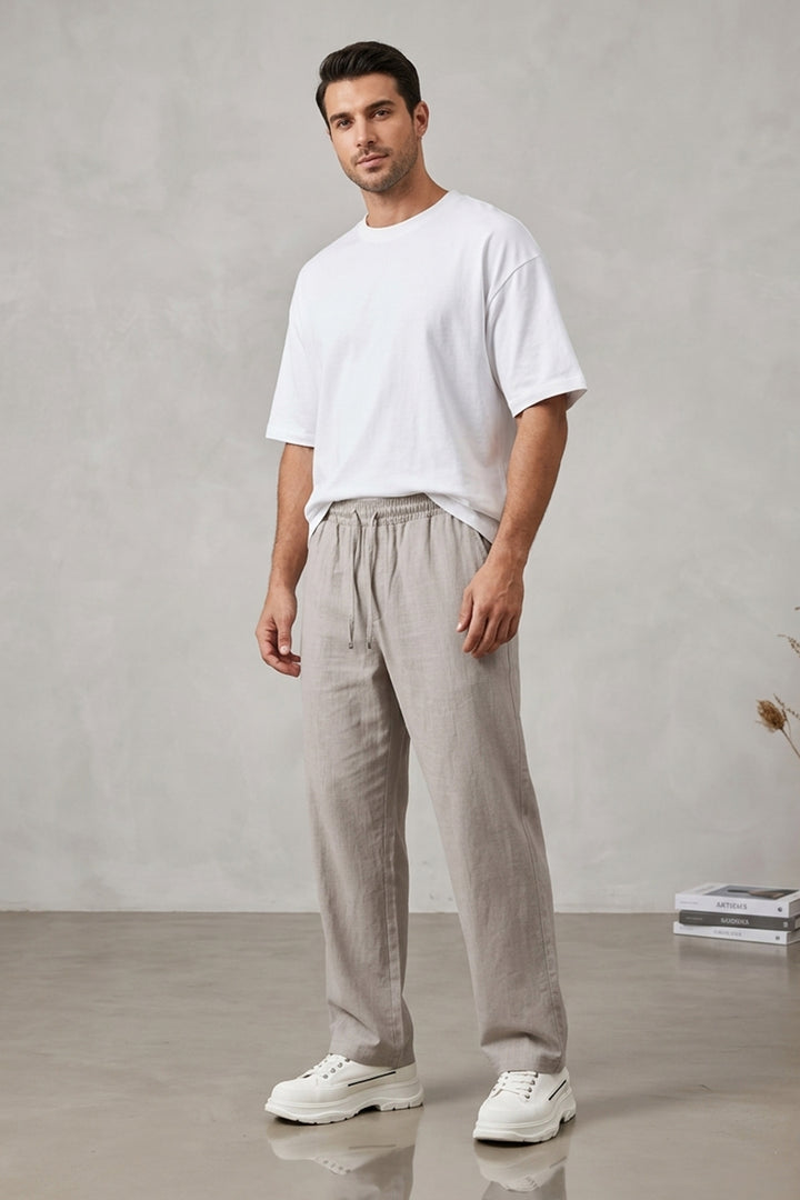 Bigdart Pantalon décontracté en lin pour homme 30118-Stone