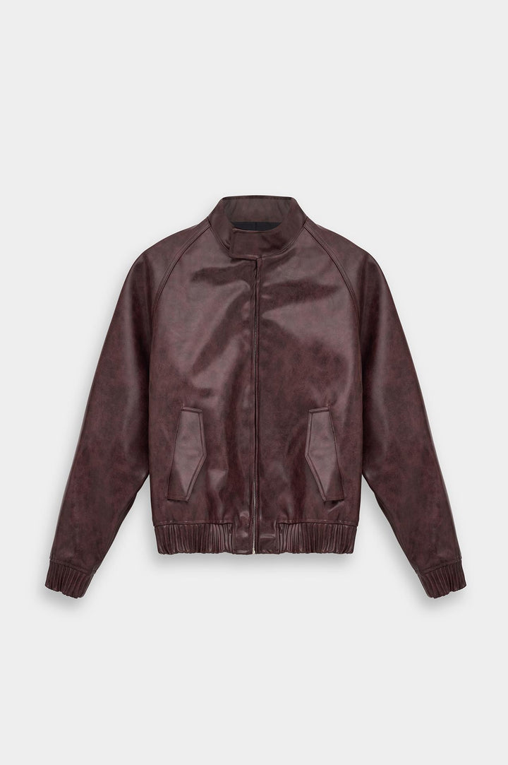 Giesto Veste en cuir bordeaux avec effet vieilli - Bordeaux