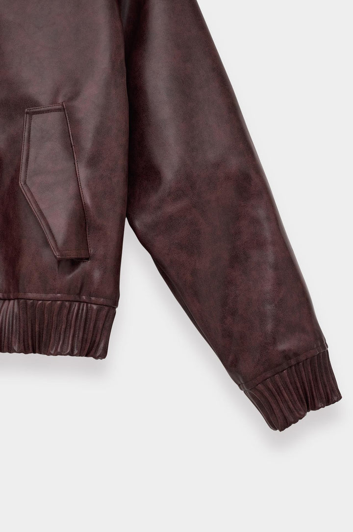 Giesto Veste en cuir bordeaux avec effet vieilli - Bordeaux