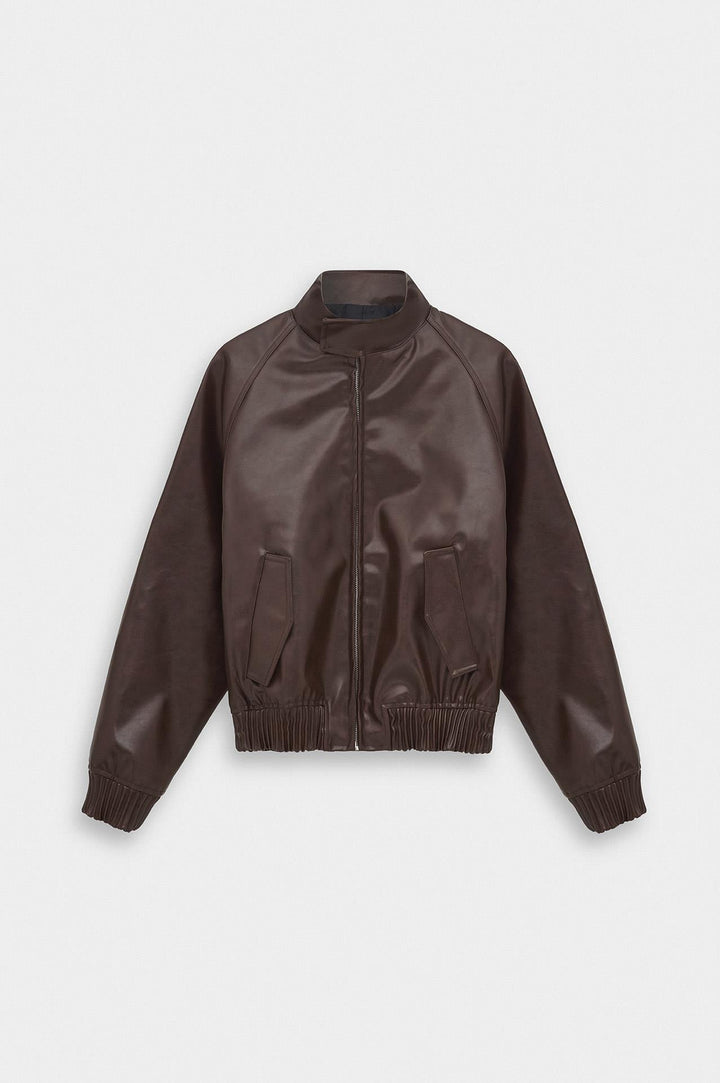 Giesto Veste en cuir marron avec effet vieilli - Marron