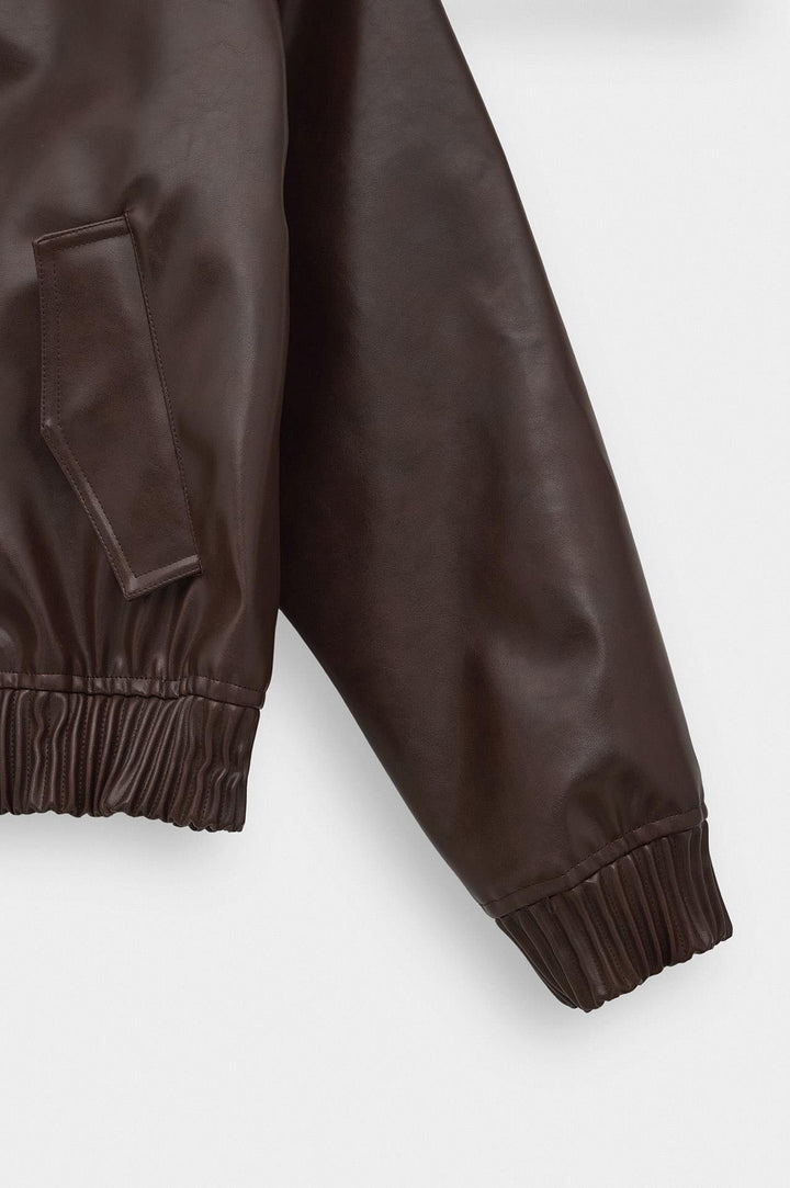 Giesto Veste en cuir marron avec effet vieilli - Marron