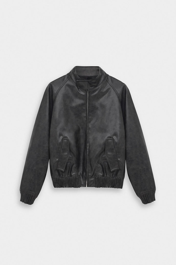 Giesto Veste en cuir noir avec effet vieilli - Noir
