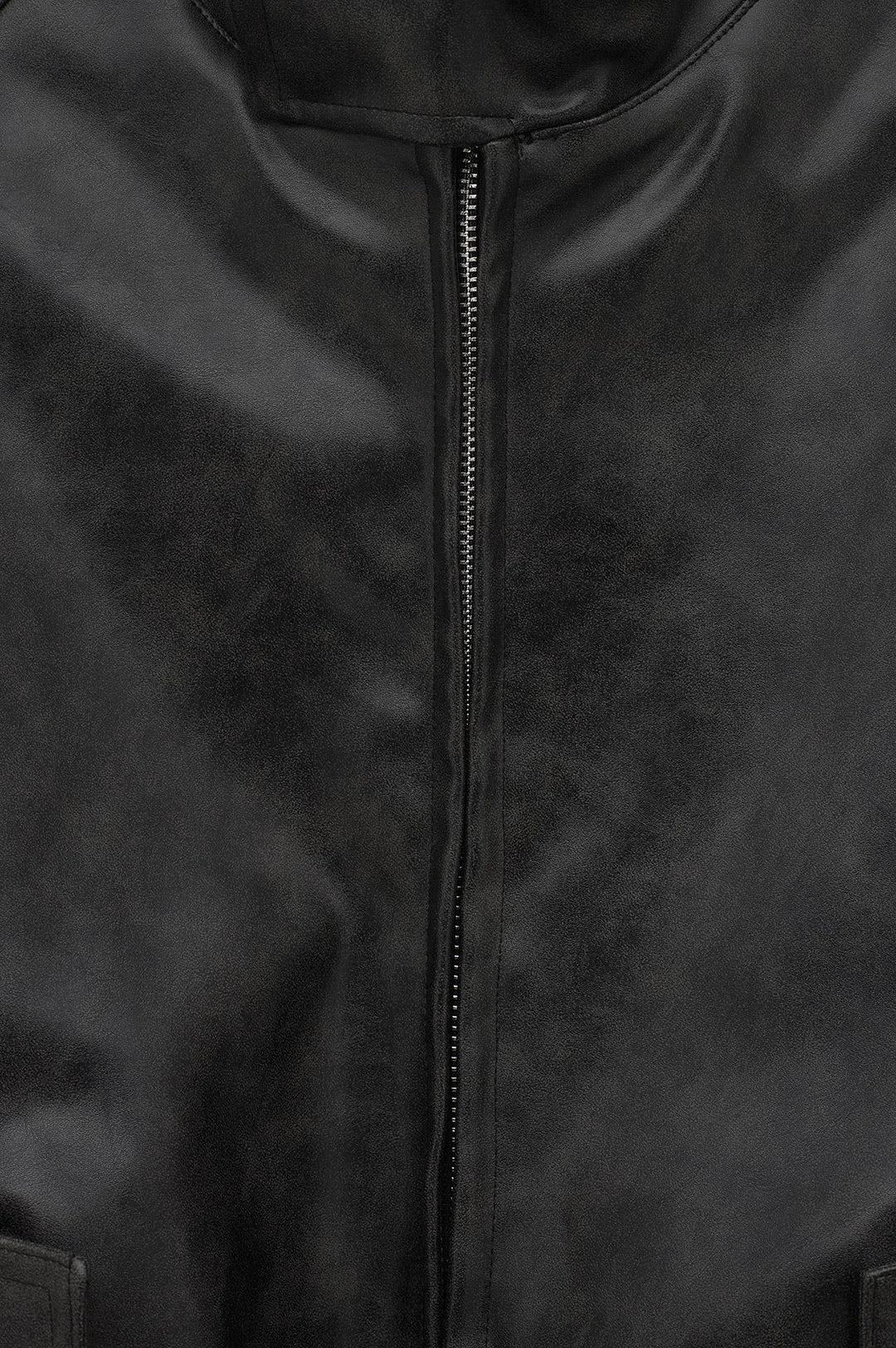 Giesto Veste en cuir noir avec effet vieilli - Noir