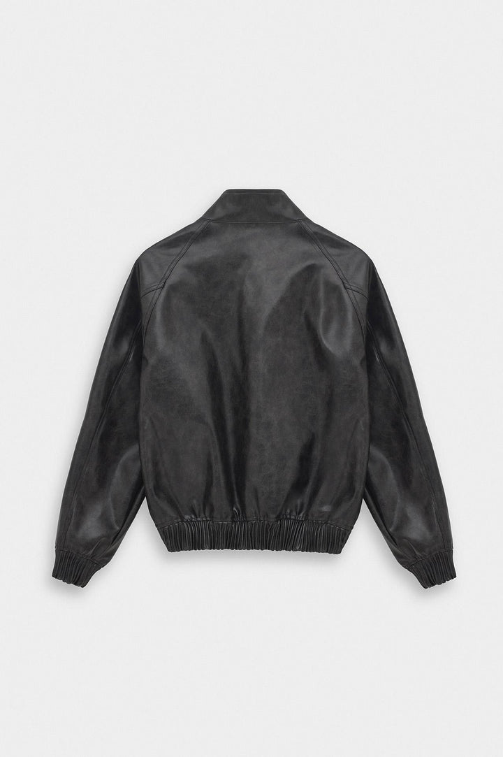 Giesto Veste en cuir noir avec effet vieilli - Noir