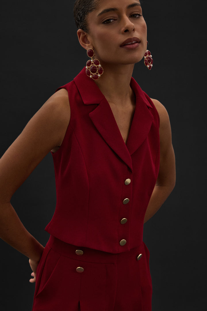 Sateen Gilet Eva - Bordeaux
