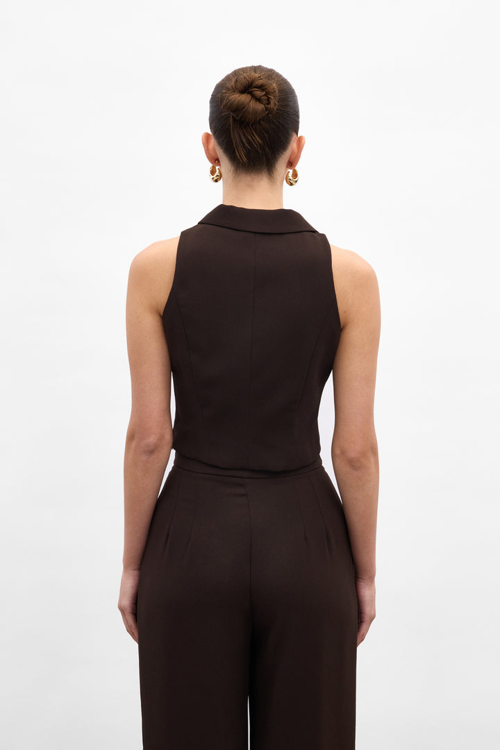 Sateen Gilet Eva - Marron