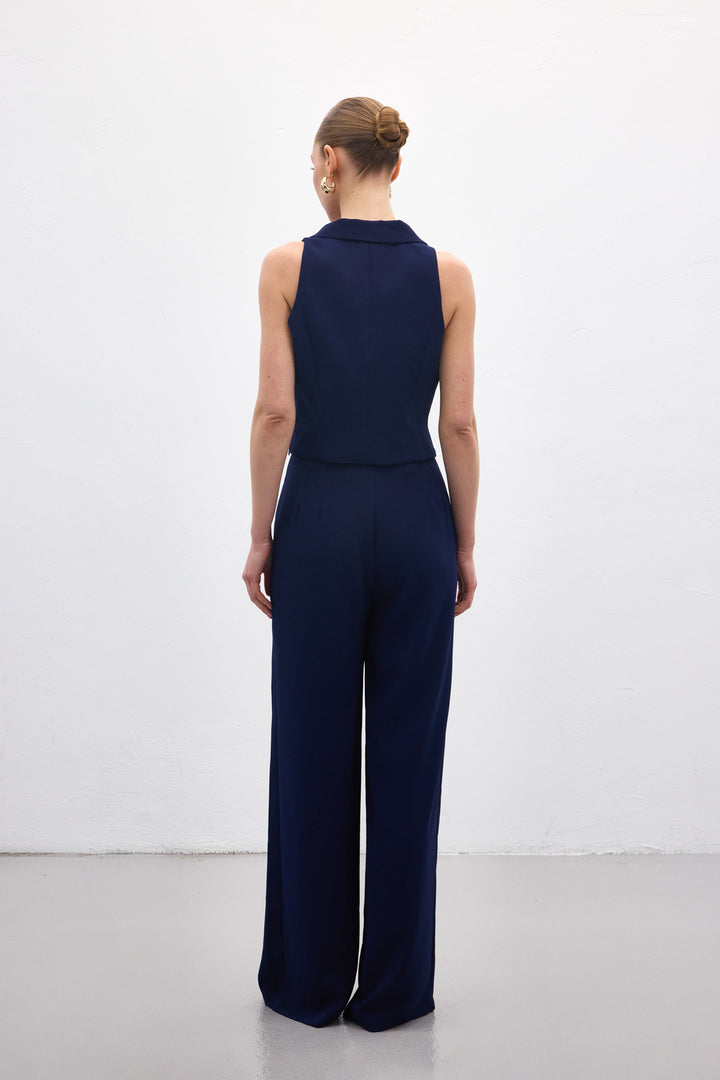 Sateen Gilet Eva - Bleu marine