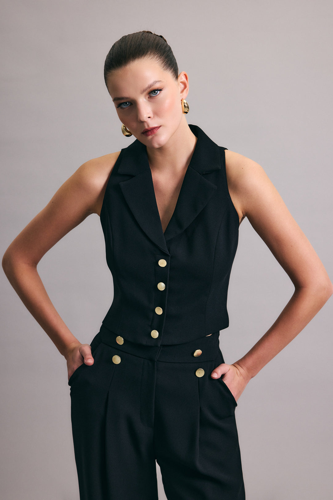 Sateen Gilet Eva - Noir