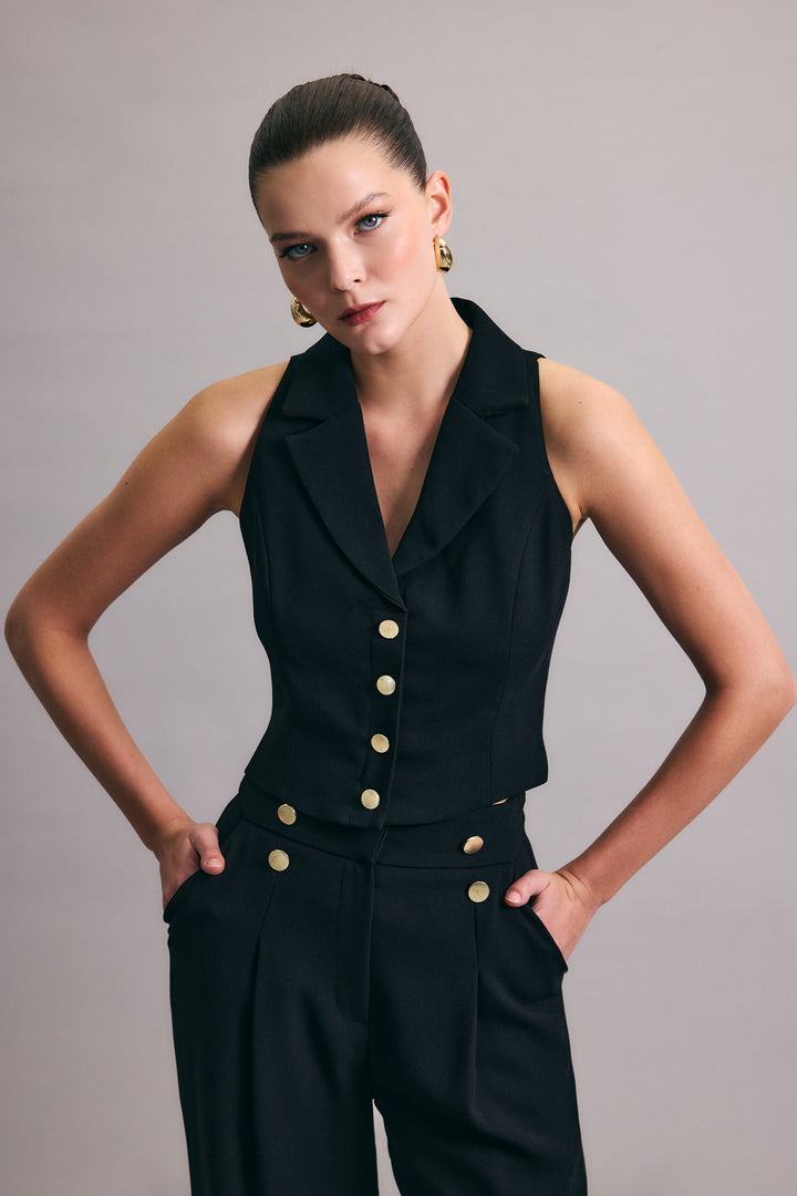 Sateen Gilet Eva - Noir