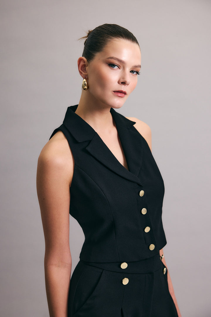Sateen Gilet Eva - Noir