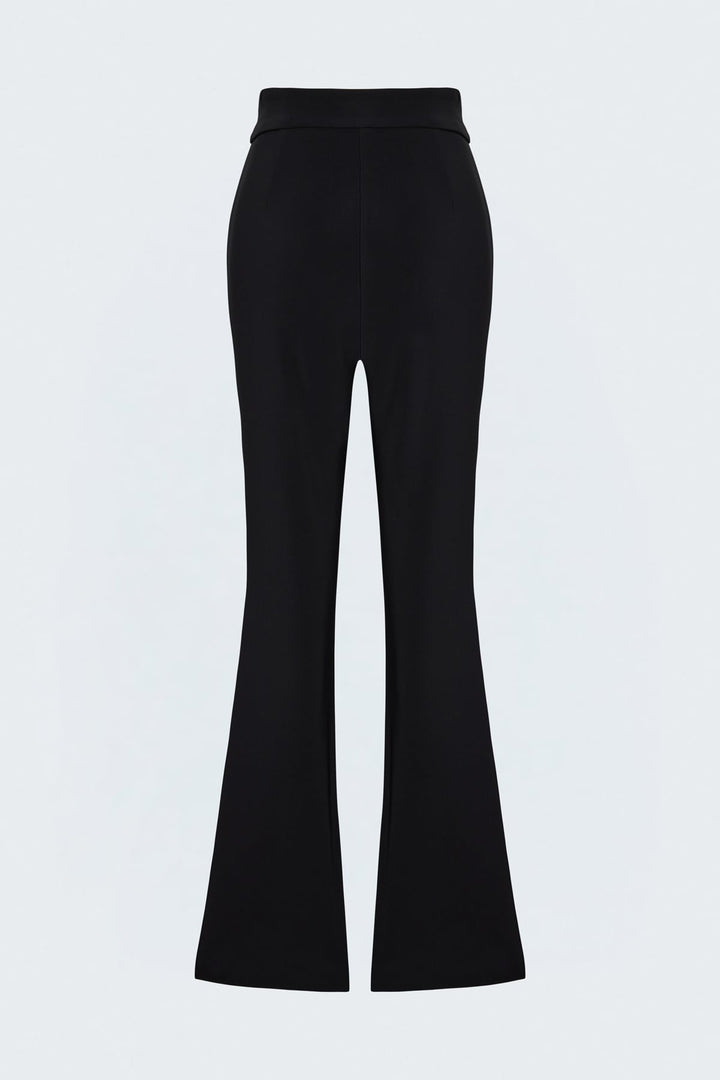 Sateen Pantalon avec Détails de Fermeture Éclair - Noir