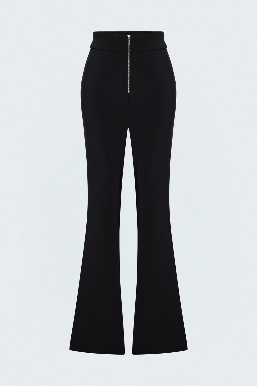Sateen Pantalon avec Détails de Fermeture Éclair - Noir