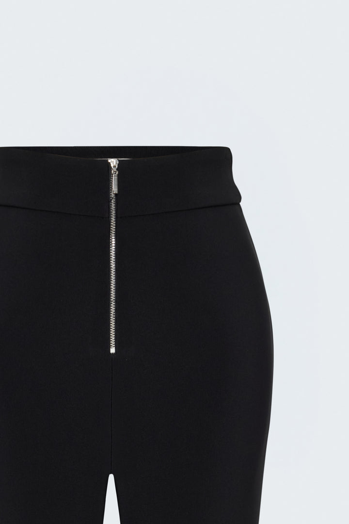 Sateen Pantalon avec Détails de Fermeture Éclair - Noir