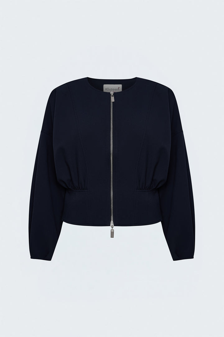 Sateen Veste Zippée - Bleu marine